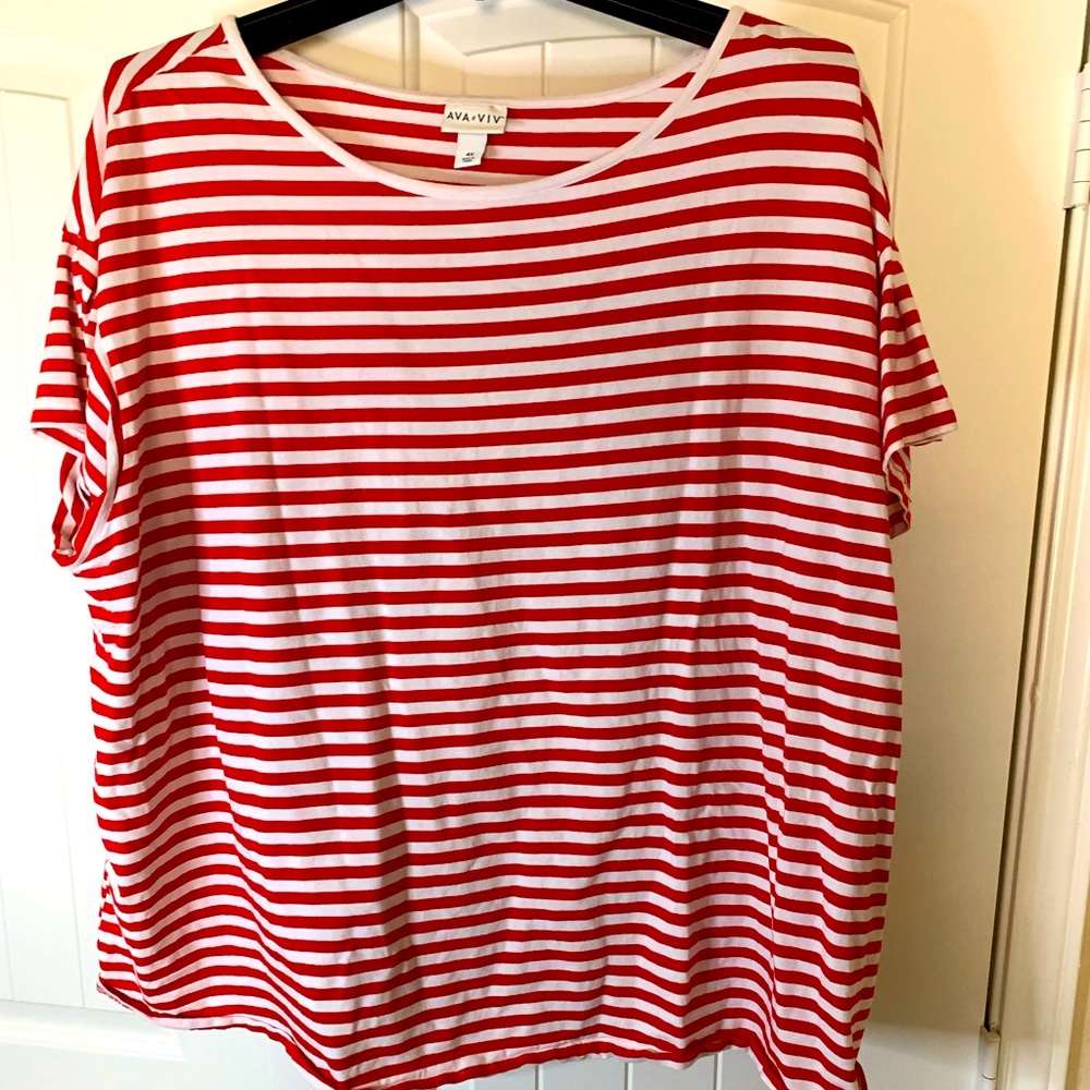 Ava & Viv red and white striped top